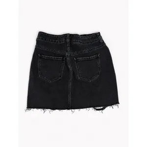 PacSun Black Distressed Denim Mini Skirt | Raw Hem High Rise Size 24 thumbnail 2