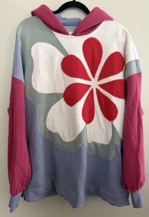Free People Clover Sweatshirt Floral Poppy Combo‎ Women's Size Small thumbnail 1