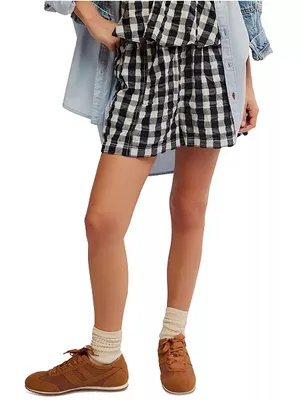 Free People Get Free Seersucker Cotton Pull-On Shorts XL thumbnail 4