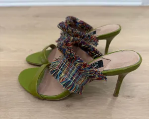 Zac Posen Multicolor Fringe Green Heels thumbnail 3