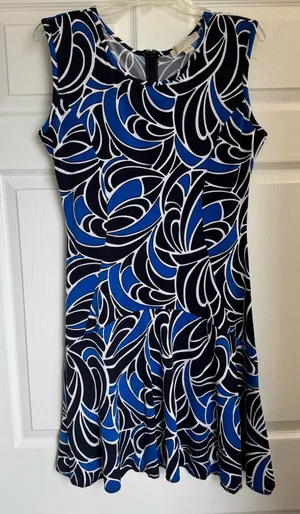 Michael Kors Women's Sleeveless Knee Length Dress, 'Amalfi Blue', Size Medium thumbnail 2