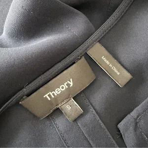 Theory Slit Front Silk Tunic Top Navy Blue Size Small thumbnail 9