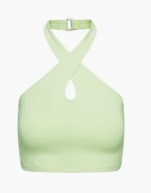 Aritzia Sunday Best Green Twist Halterneck Crop Top thumbnail 1