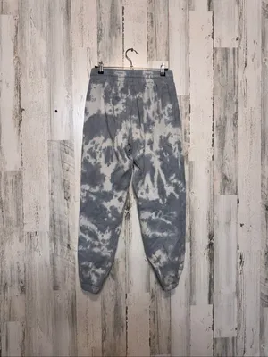 Baddie Graphic Tie Dye Fleece Joggers Sweatpants Womens Small Grey White thumbnail 3