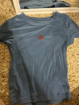 American Eagle Blue Cropped Shirt thumbnail 1