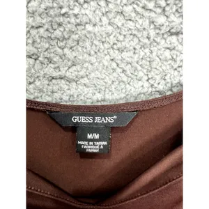 Vintage Guess Jeans Dress Women's M Brown Cold Shoulder Tie‎ Back Y2K Boho Retro thumbnail 2