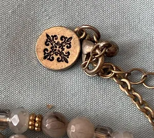 32” Necklace Stone Beads Beaded With Antler Tip Shape Pendant 2.5” H Cream Brown thumbnail 5