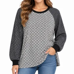 LOFT Black White Mixed Print Long Sleeve Tunic Top Women’s Medium thumbnail 1
