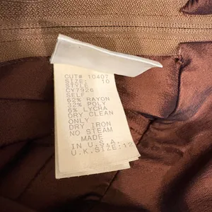 VTG 90s Tadashi Shoji Chocolate Brown Taffeta Faux Wrap Blouse Minimalist 10 thumbnail 9