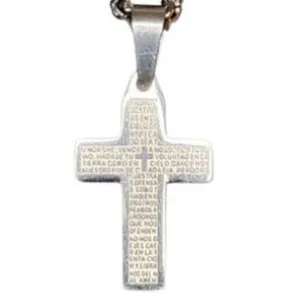 Cross Pendant Necklace Plated Silver Tone 24" Long thumbnail 4