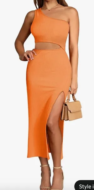 Amazon Orange midi one shoulder dress thumbnail 1