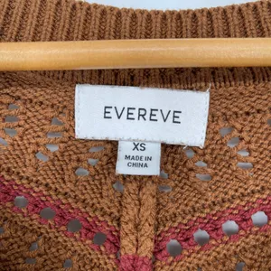 Evereve Brown Knit Chevron Stripe V‎ Neck Long Sleeve Sweater XS Cabin Cozy thumbnail 3