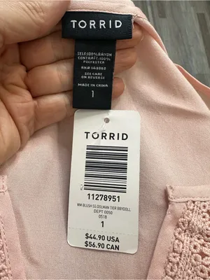 torrid Blush Pink Crochet-Trim Babydoll Blouse Women’s Size 1 (plus size 1x) thumbnail 4