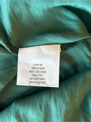 Saints & Secrets forest green fit and flare cocktail dress ruffle shoulders S thumbnail 7