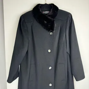 Vtg ALORNA 100% Wool Long Fur Collar Jacket Overcoat thumbnail 3