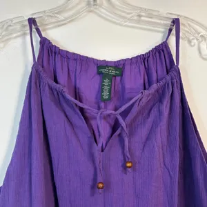 Lauren‎ Ralph Lauren Purple Cotton Gauze Maxi Dress Tie Neck 16 NEW thumbnail 4