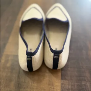 Birdies The Starling Woven Knit Loafer Flats Ivory Navy Trim Size 8 thumbnail 4