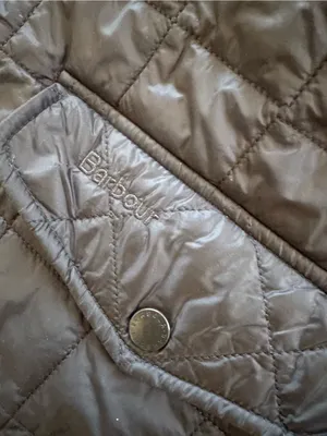 Barbour womens Quilted Jacket in Black with Red Lining Del Mar logo thumbnail 3