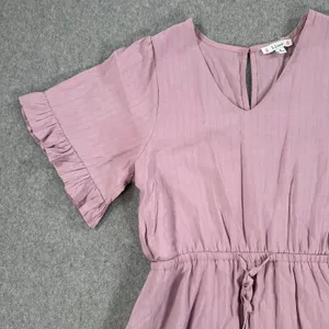 L Love V-Neck Ruffle Tiered Dress Size Small Purple Short Sleeve V-Neck Flare thumbnail 2