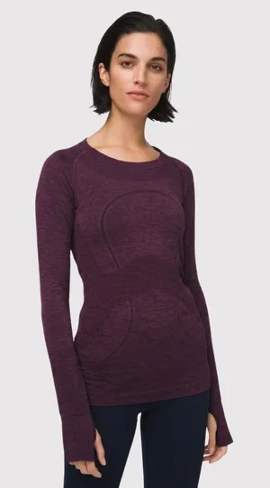 Lululemon Womens Top Purple Swiftly Tech Long Sleeve Crew Tee Stretch Size 4 thumbnail 1