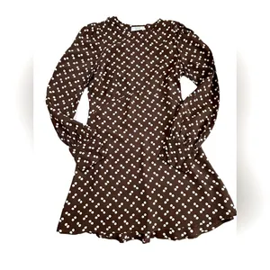 Flynn Skye Brown Polka Dot Lydia Mini Dress Long Sleeve Boho Parisian chic NWT S thumbnail 6