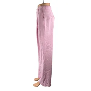 Zara Women's Pink High Waisted Pleated Wide Leg Baggy Trousers Pants Size M thumbnail 3