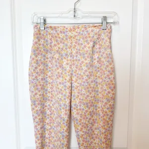 Zara Womens Satin Flare Pants Size Small Festival Hippie Disco Pastel Florals thumbnail 2