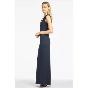 Sachin & Babi Loretta Gown Navy 6 NWT Stretch Crepe Plunge V-Neck Formal Evening thumbnail 2