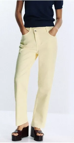 Zara Z1975 HIGH WAISTED CROSSOVER WAIST STRAIGHT JEANS‎ thumbnail 1