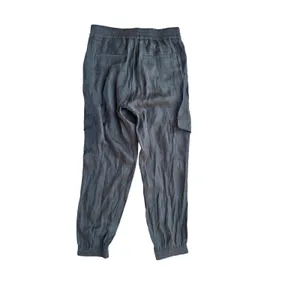 Anthropologie Green Satin Cargo Jogger Pants Women Small Utility Streetwear thumbnail 2