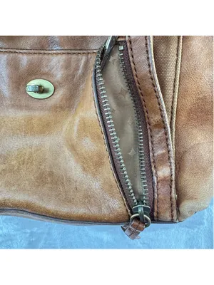 Vintage Y2K Fossil Bag Camel Brown Genuine Leather Butter Soft Shoulder Hobo thumbnail 6
