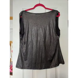 Shimmery Metallic Draped Cowl Neck Sleeveless Top XL Polyester & Spandex thumbnail 3