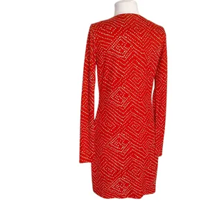 Diane Von Furstenberg Reina silk dot‎ long sleeve dress red white sz 4 thumbnail 8