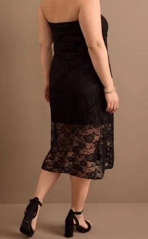 Altar'd State Arula Black Strapless Lace Midi Dress Plus Size B / 2X NWT thumbnail 2