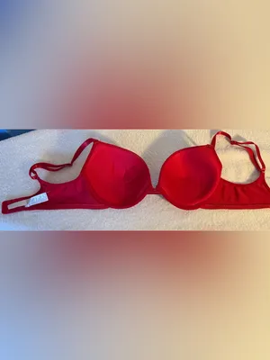 Women's Red Lace Push-Up Bra with Lace Overlay thumbnail 2