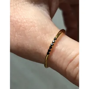 NEW 14k Gold Plated S925 Ring Black Melee Stackable Minimalist Band, Size 6‎ thumbnail 13