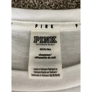 PINK Victoria’s Secret White Sleep Tee Lounge Pajama Top Medium thumbnail 3