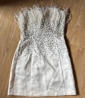 NBD Gracy Mini Dress in White & Silver thumbnail 1