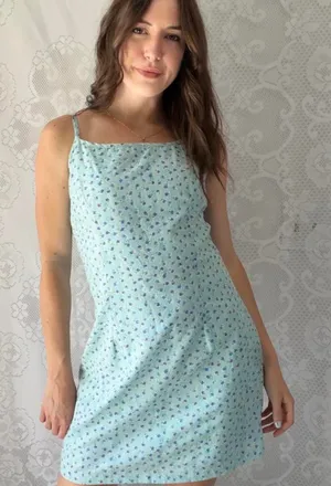 Y2K Secret Garden Blue Ditsy Floral Mini Slip Dress thumbnail 1