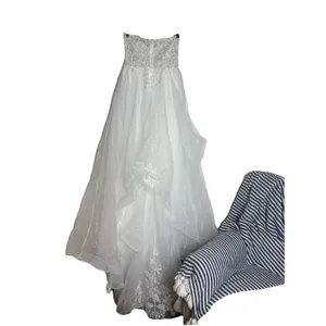 Lulus Mine, All Mine White Embroidered Organza Strapless A-Line Gown Size Medium thumbnail 5