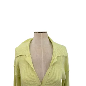 Free People Ella Cropped Cardigan Lime Green Ribbed Button Front Small‎ thumbnail 4