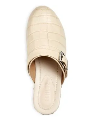 Schutz Smooshy Croc Embossed Clog Mules Wooden Heel Studded Buckle thumbnail 2