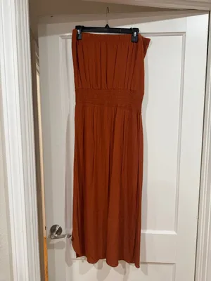 BECCA Strapless Maxi Coverup in Rust Orange​ thumbnail 7