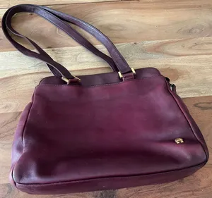 90's vintage Etienne Aigner burgundy leather shoulder bag purse horseshoe logo thumbnail 1