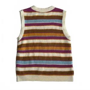 Pinch Multi-Color Striped Sweater Vest Size Medium Boho Retro Knit thumbnail 4