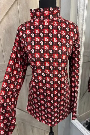 Holiday Snowman Buffalo Plaid Turtleneck Top Red Black Long Sleeve Christmas thumbnail 1