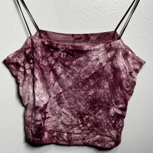 American Eagle Women Tie Dye Purple Crop Top Spaghetti Strap Size Large.‎ thumbnail 2