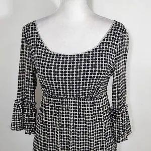Max Studio Black Print Mesh Empire Waist Dress Size Small Graphic Print Dress thumbnail 3