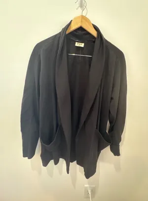 Pact Womens Organic‎ Cotton Shawl Collar Open Front Cardigan Pockets Black Small thumbnail 1