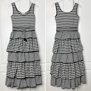 Hunter Bell Andrea Dress Black White Gingham Tiered Midi Size 6 NWT thumbnail 5